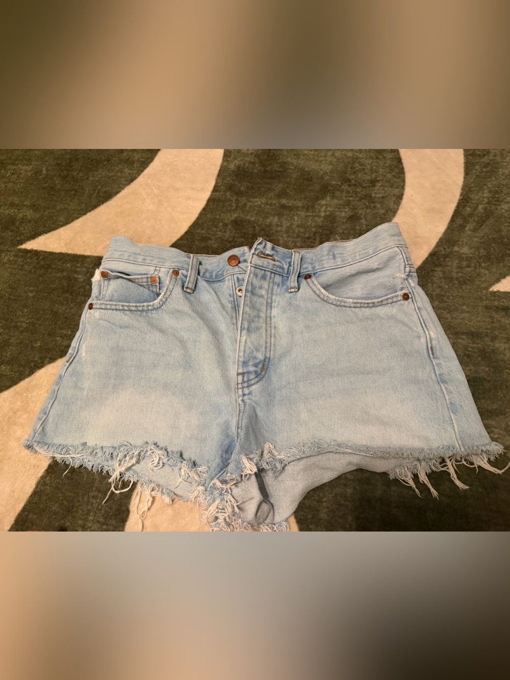 Madewell Light Blue Distressed Frayed Hem Denim Shorts
